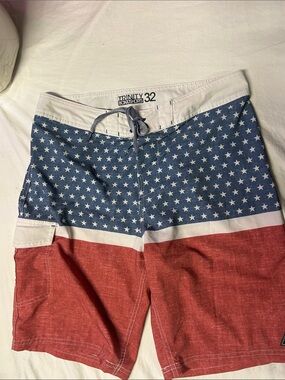 Trinity Men's Red, Blue & White Starboard Swim Shorts